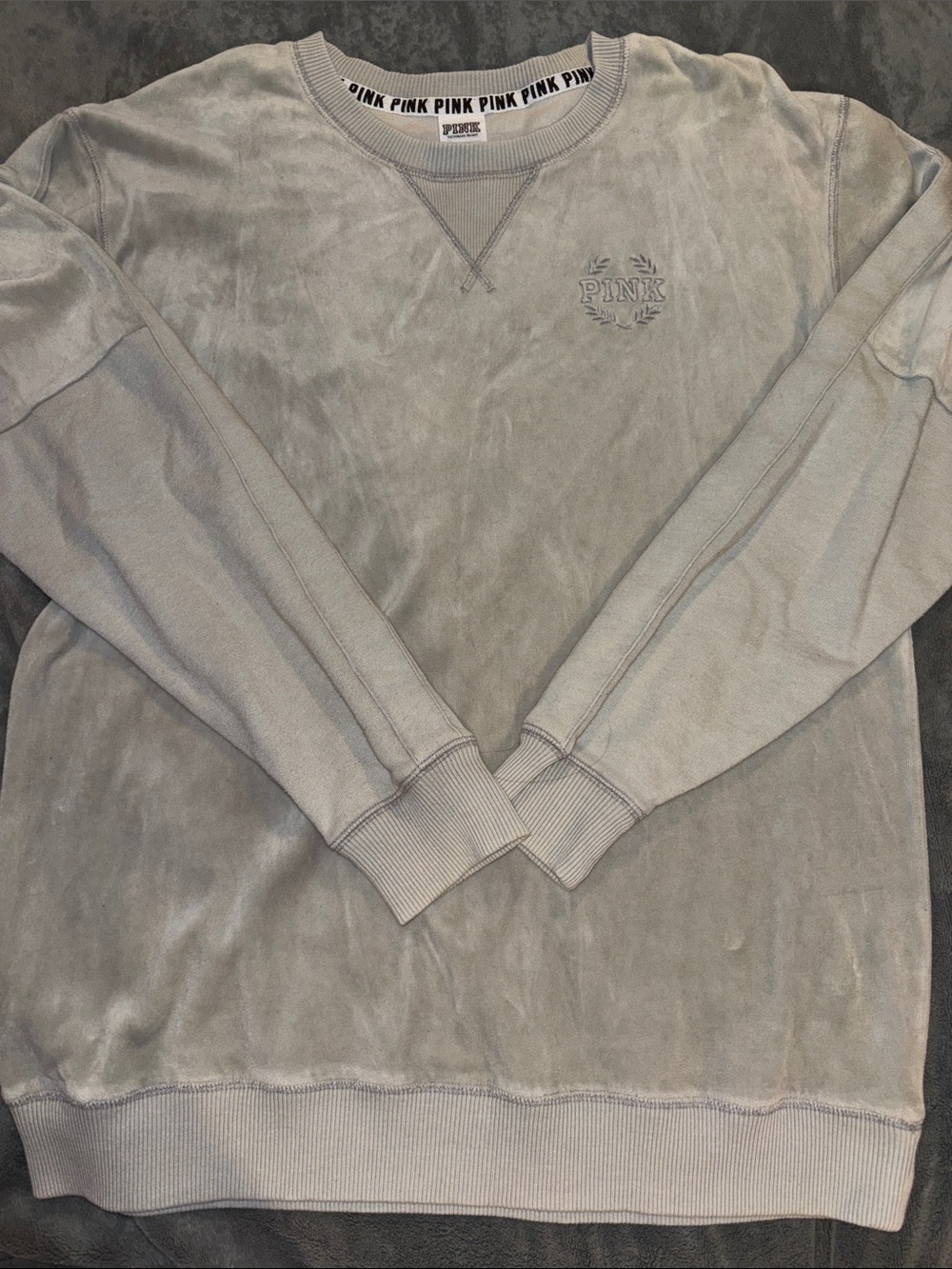 PINK Victoria's Secret Crewneck Sweatshirt in Gray crushed velvet